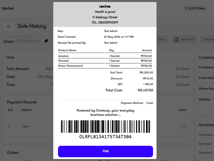 Orders & Receipts